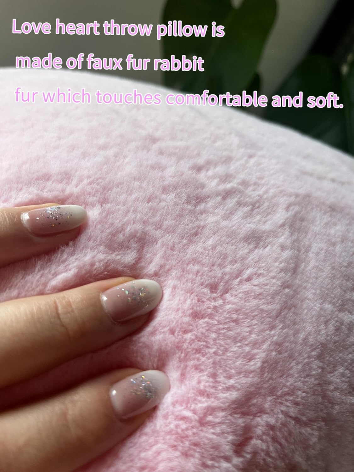 Heart Pillow 19.6X15.7in Large Heart Shaped Throw Pillows Super Soft Faux Rabbit Fur Heart Throw Pillow Outdoor Indoor Decorative Pillows