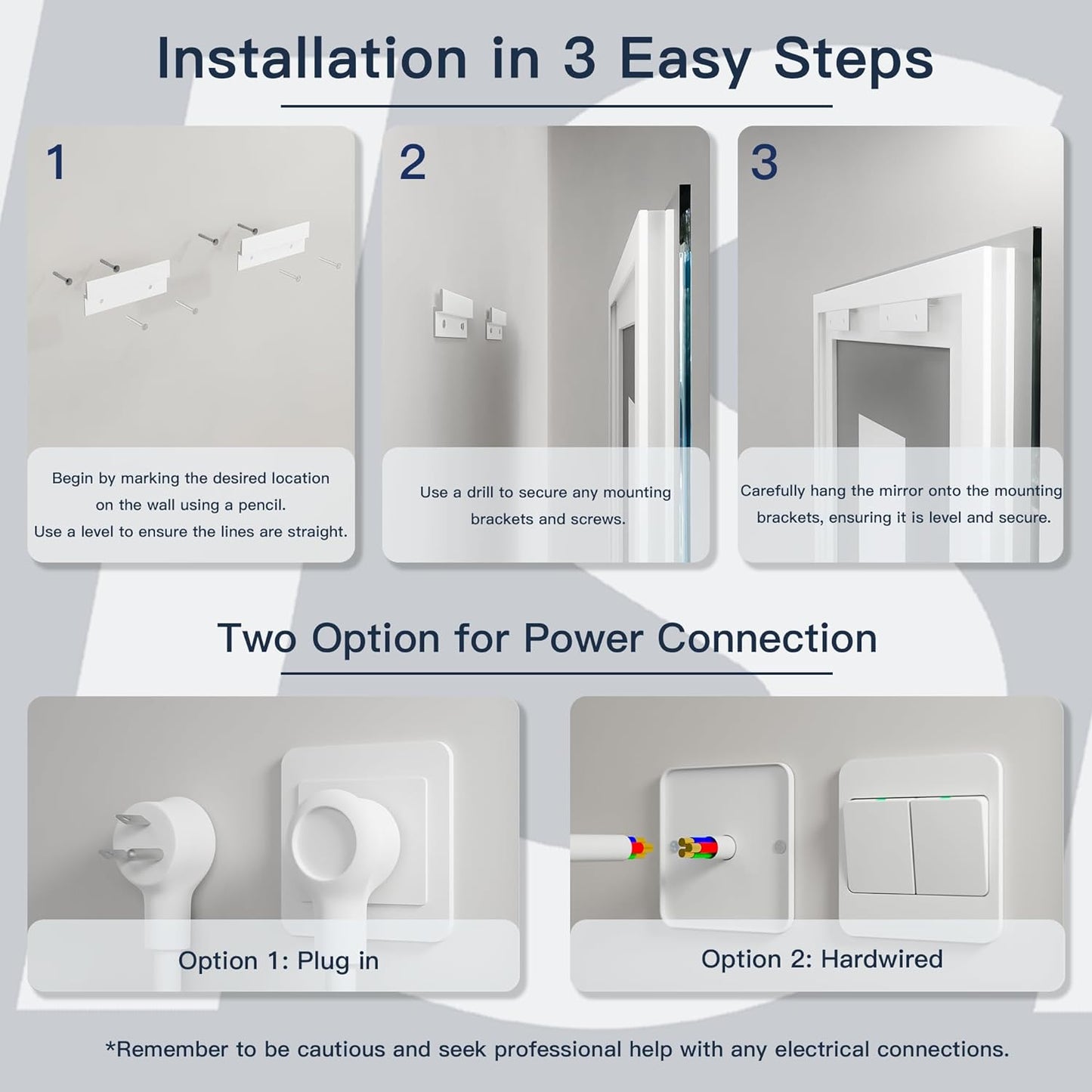 ISKM 50'' x 36' LED Mirror for Bathroom Lighted Vanity Mirror for Wall Front Lights + Backlit LED Bathroom Mirror Anti-Fog Tempered Glass ETL Listed