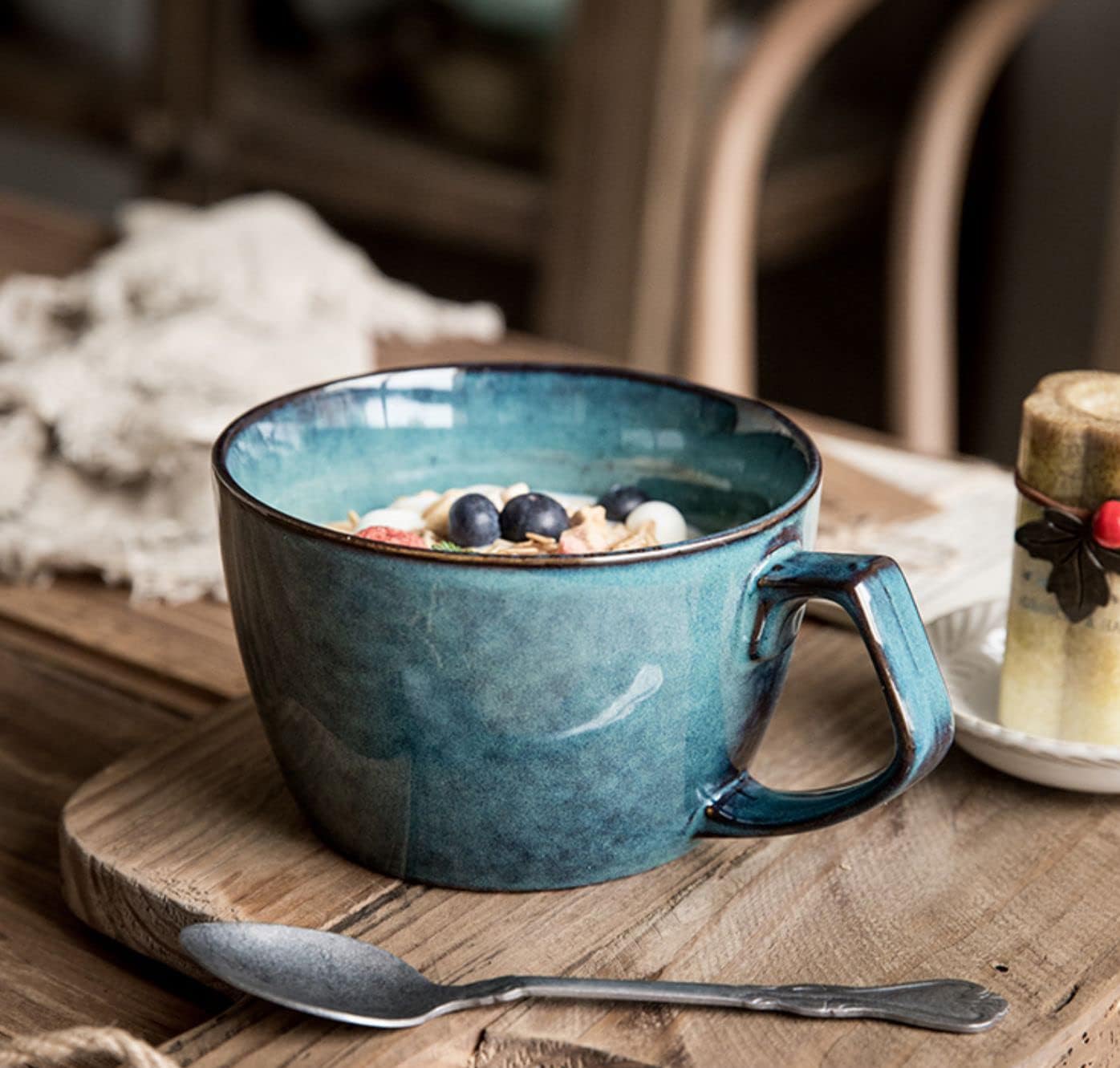 Large Soup Bowl with Handle, 700ml Coffee Mug, Cereal Breakfast Cup, Suitable for Milk Desserts, Oatmeal, Microwave Safe