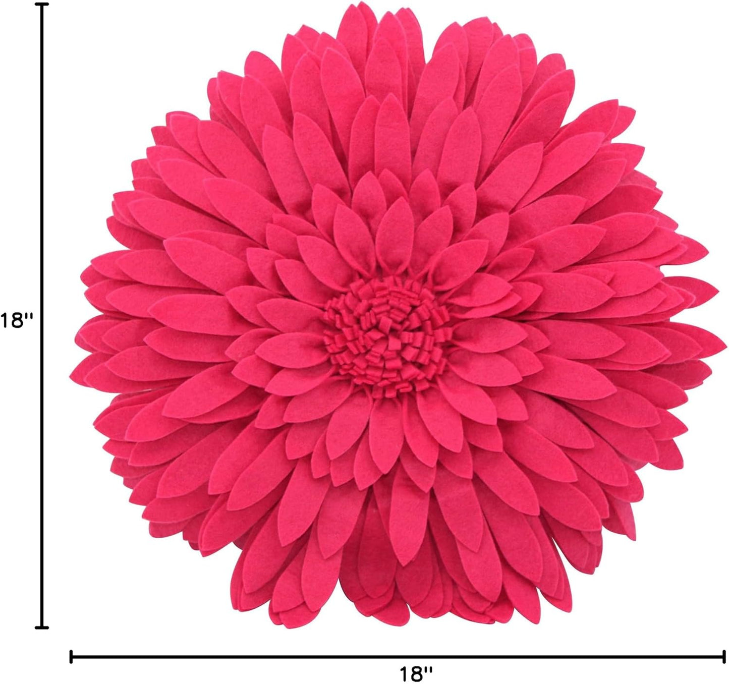Contempo Lifestyles 3D Daisy Flower Decorative Pillow, Solid Fuchsia, 18" Flower, 16" Pillow with Insert