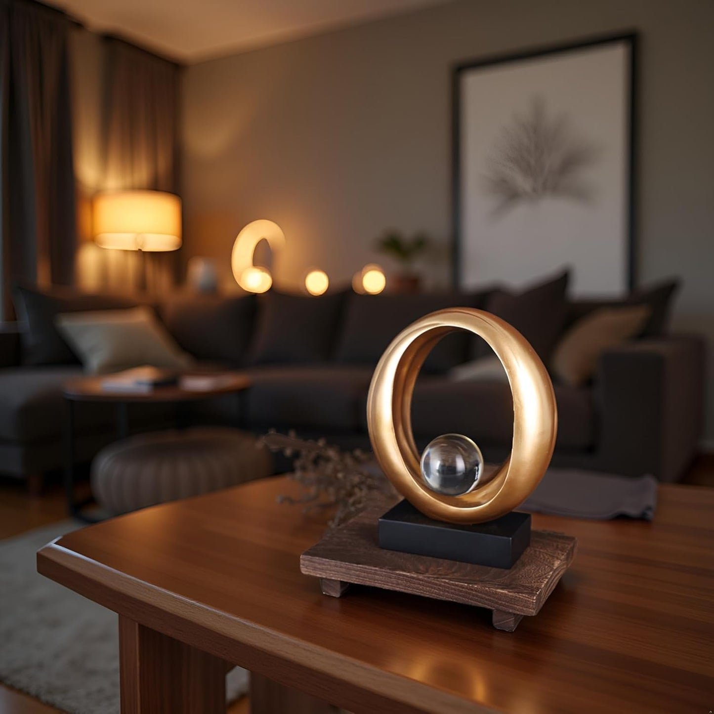 Golden Wave Resin Origami Statue, Modern Abstract Home Decoration Emphasizes Abstract Design for Office Desk, Carving Table, Family Bedroom, Living Room,Office Golden Stripe Decor (Gold)