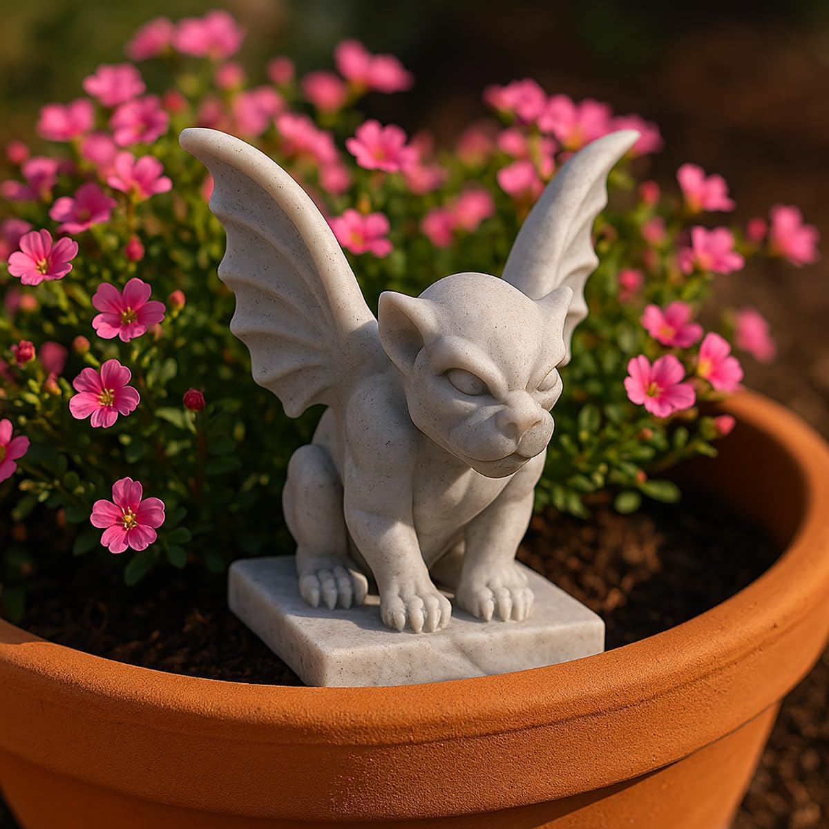 Cute Little Stone Statue Ghost, Desktop Sculpture Ornament, 3D Printed Winged Desktop Decoration (Small)