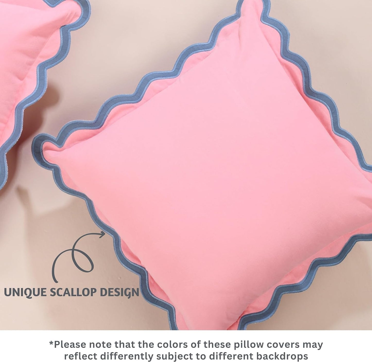 Folkulture Throw Pillows for Couch for Living Room | Set of 2 (20 x 20) Pillow Covers | Boho Pink Throw or Accent Cushions | Decorative or Scalloped Decor for Home