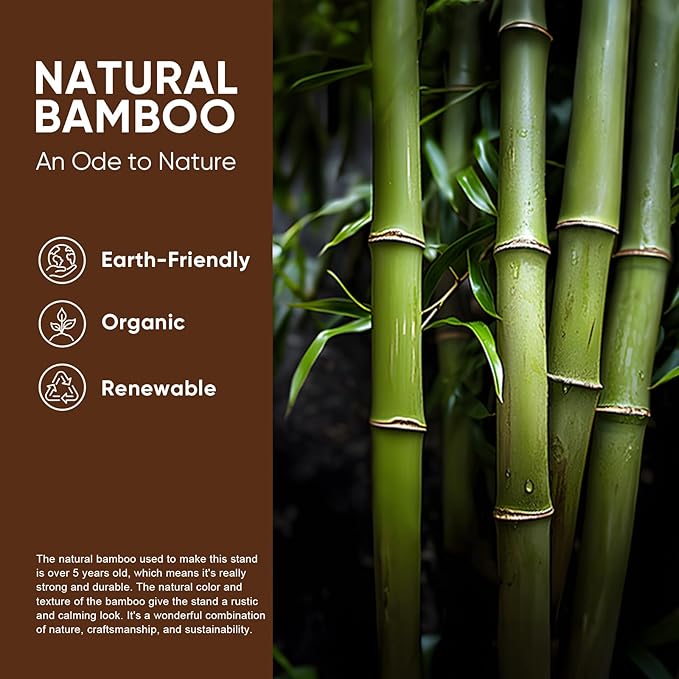 MUDEELA 14.5 Inch Tall Plant Stand for Indoor, Adjustable Width Bamboo Plant Stand for 8 9 10 11 12 Inches Pot, Single Tier Planter Holder Floor Stand, Mid Century Modern Style, Natural, Without Pot