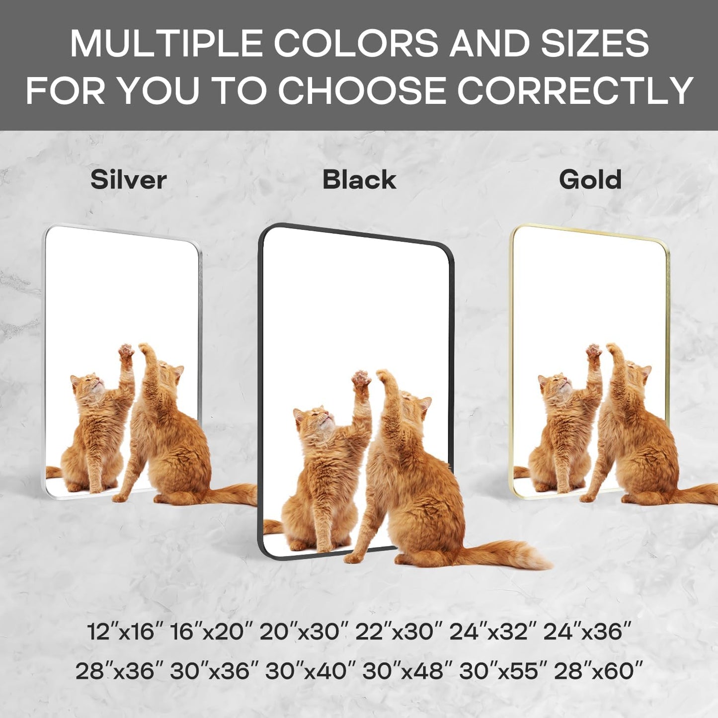 Gold Metal Framed Bathroom Mirror for Wall, Brushed Gold Rounded Corner Rectangular Bathroom Vanity Mirror, Anti-Rust, Tempered Glass (30" x 36", Gold)