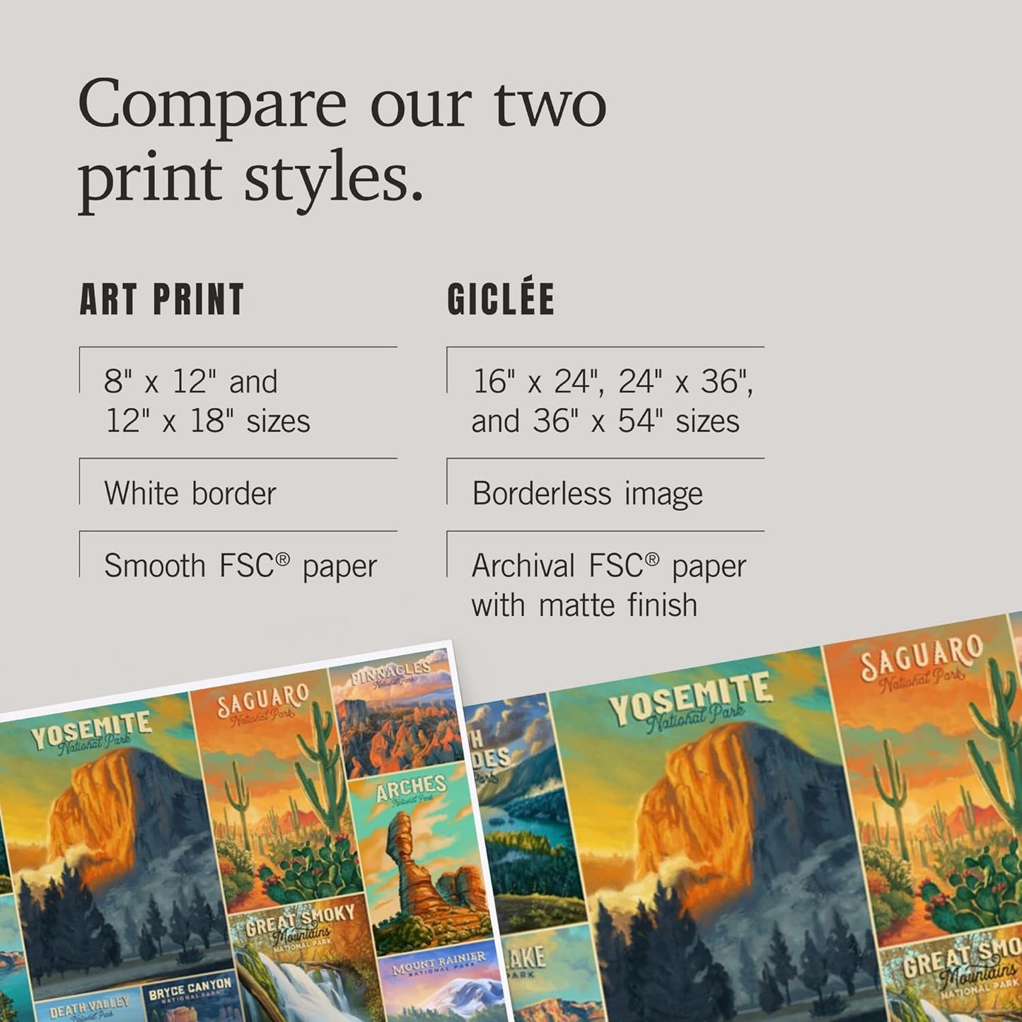 Lantern Press 12x18 Inch Art Print Wall Decor, Oil Painting National Park Series, Collage, Explore our National Parks