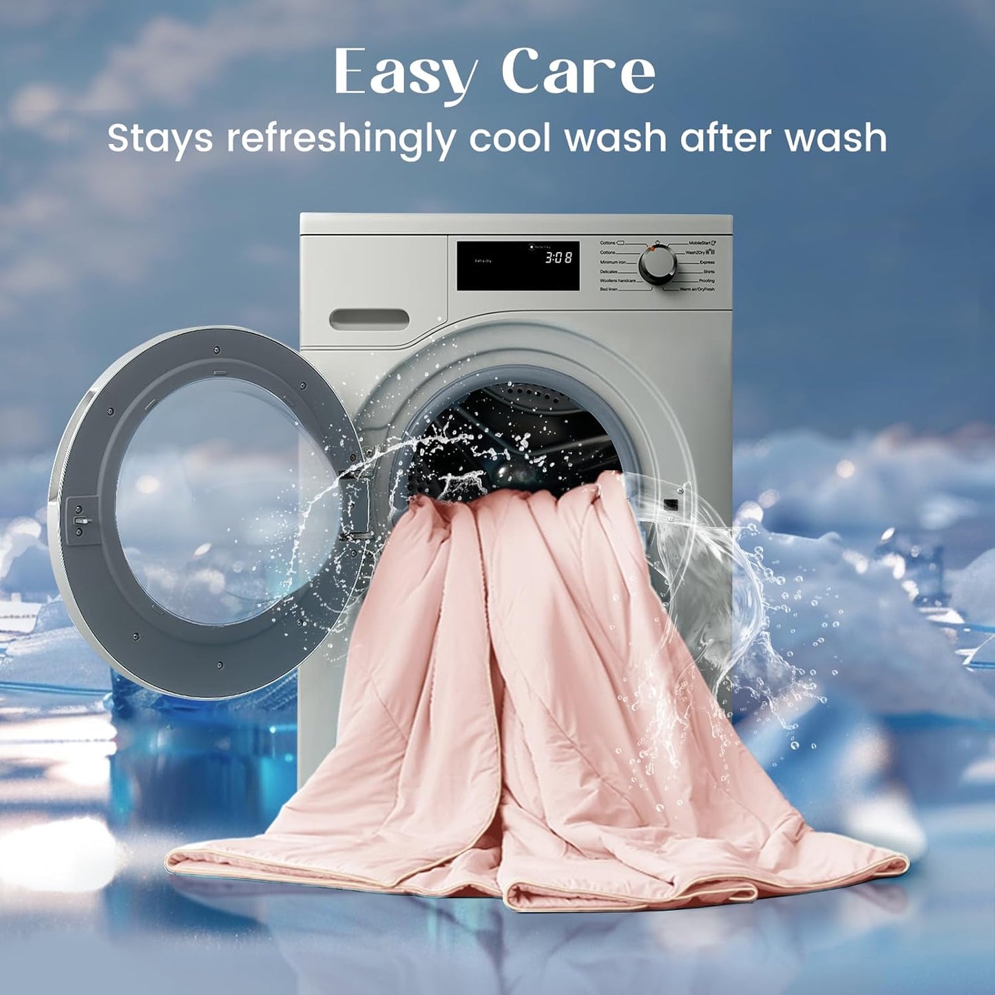 Dream Valley®Outlast®Deepsleep Cooling Comforter, Throw Size, NASA-Grade Space Technology Cooling Blanket for Hot Sleepers Night Sweats, Q-Max > 0.45 Aerocool™Breathable, Pink Blush, 60"x80"