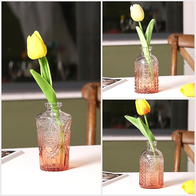 Mini Glass Bud Vases Flower Vases for Centerpieces- Ideal for Home Decor, Wedding & Bridal Shower Centerpieces, Party & Anniversary Decorations, Candle Holders,Aromatherapy Bottles(30 pcs,Light red)