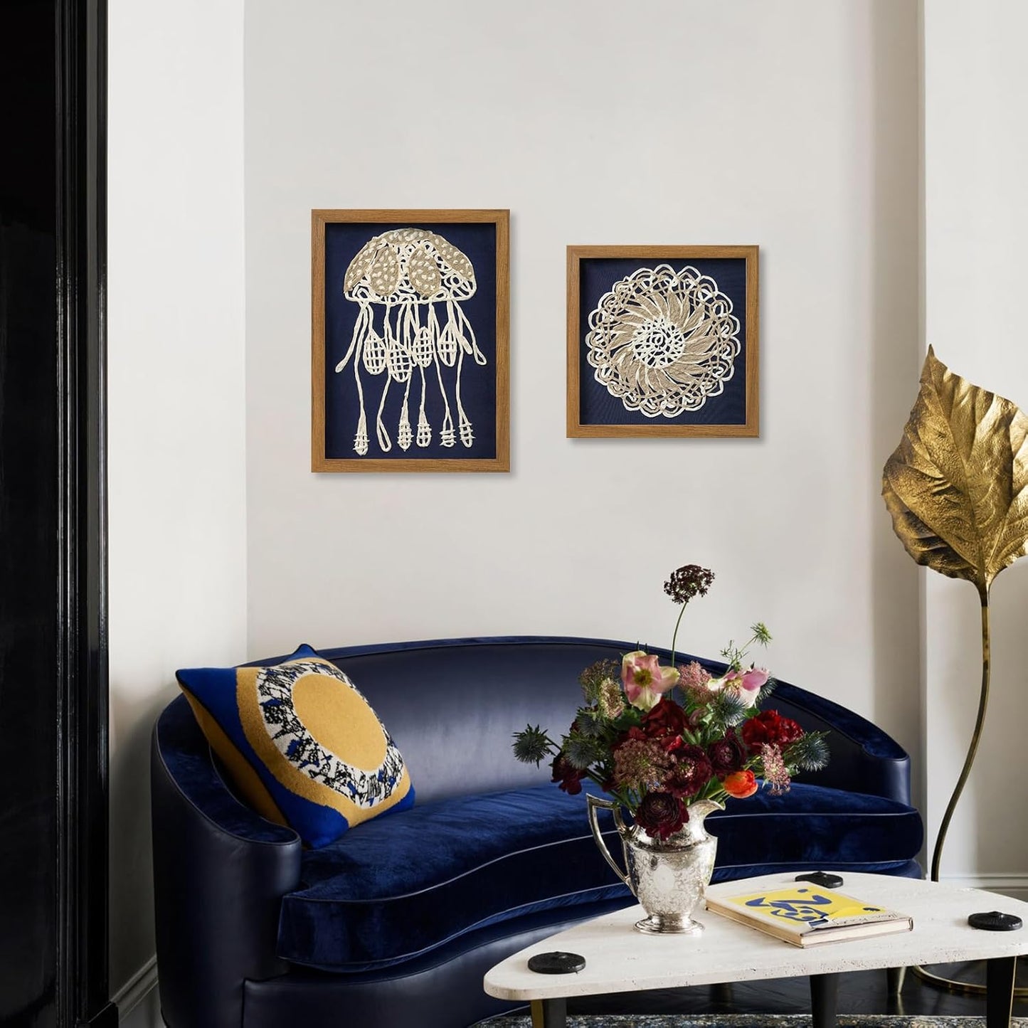 FOLKOR Framed Boho Wall Art for Living Room, 12" Natural Rice Paper Mandala Art Decor with Shadow Box, Bohemian Wall Hanging Panel for Bedroom Kitchen Shaby Chic Home Office Decoration