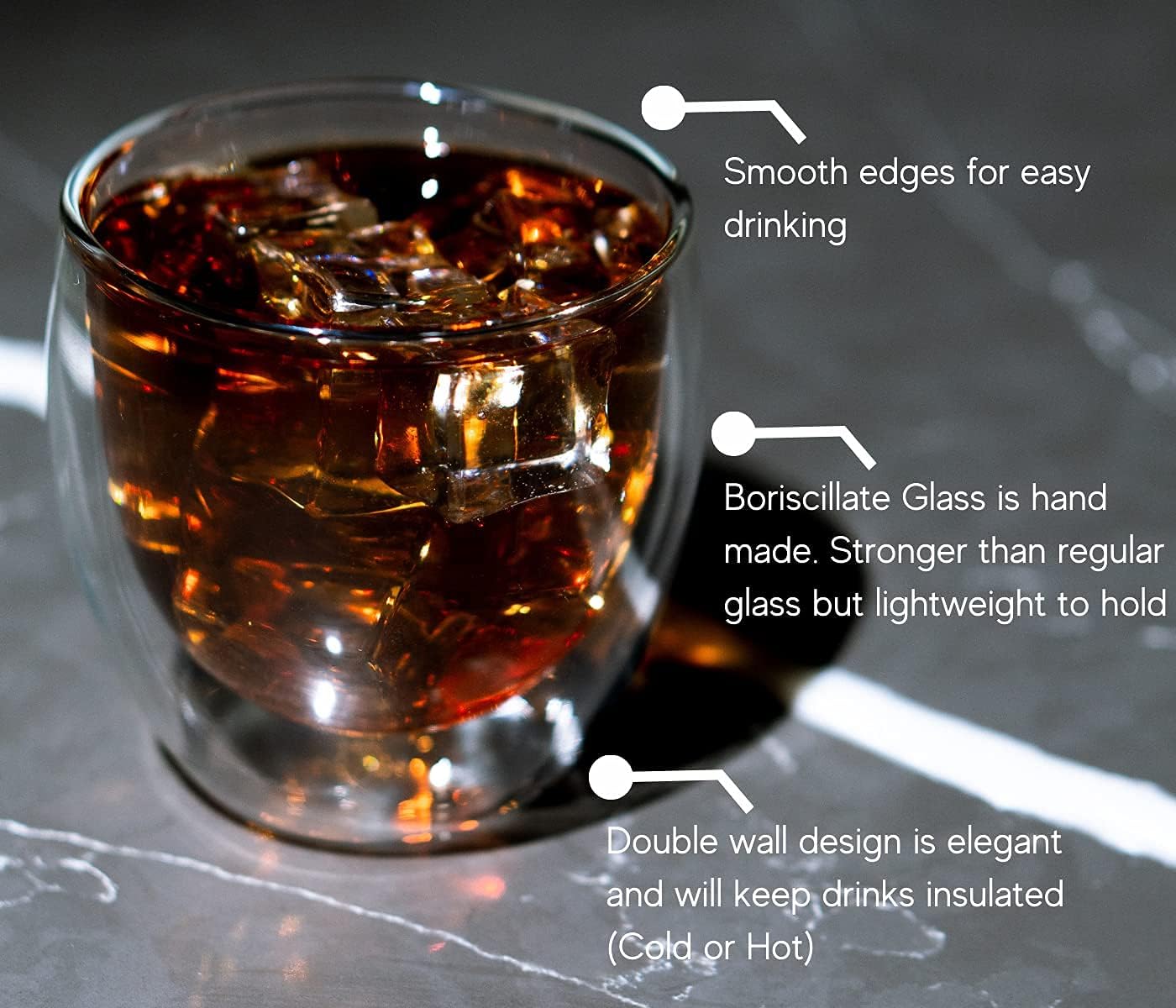 LEMONSODA Insulated Glasses Double Walled (8.5 oz, 12 oz) (8.5oz, Set of 4)