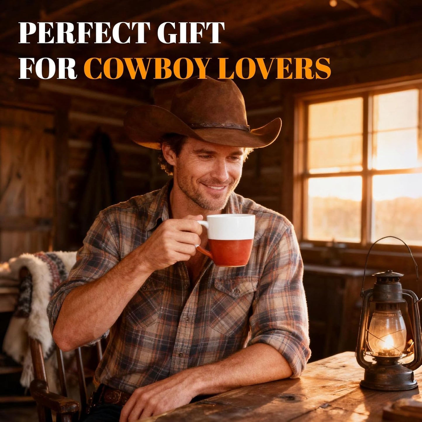 Coffee Mugs Set of 4 Western Style 12oz Ceramic Coffee Cups with Comfortable Handle Microwave and Dishwasher Safe Large Mugs for Coffee Tea Latte Kitchen or Gift