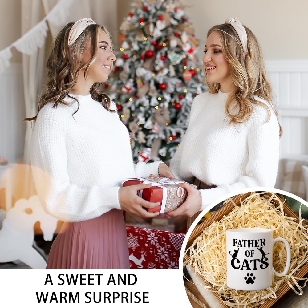 Father Of Cats Ceramic Coffee Mug for Men, Funny 11oz Black Cat Coffee Mug Gifts For Cats Lover, Novelty Fathers Day Christmas Birthday Present, Cat Dad Gifts