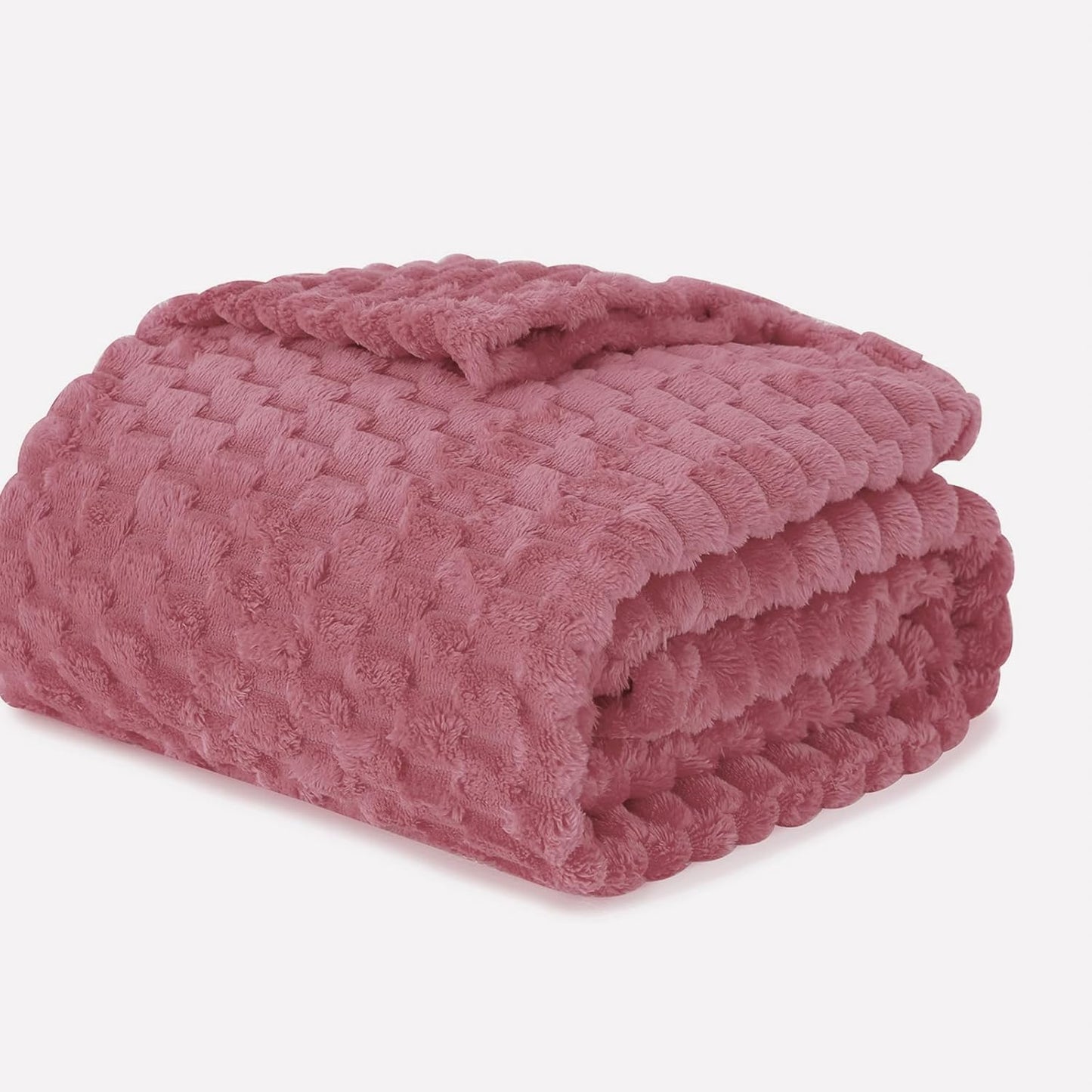 Dusty Pink Throw Blanket 50"×60" inches Gifts for Mom Fuzzy 3D Jacquard Decorative Flannel Fleece Super Soft Plush Cozy Blanket for Couch Sofa Chair Lightweight