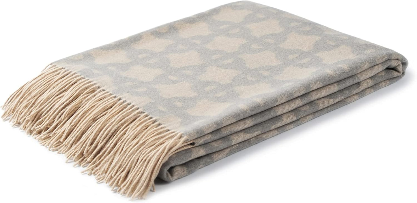 CUDDLE DREAMS Premium Cashmere Throw Blanket with Fringe, Luxuriously Soft (Chain Jacquard)