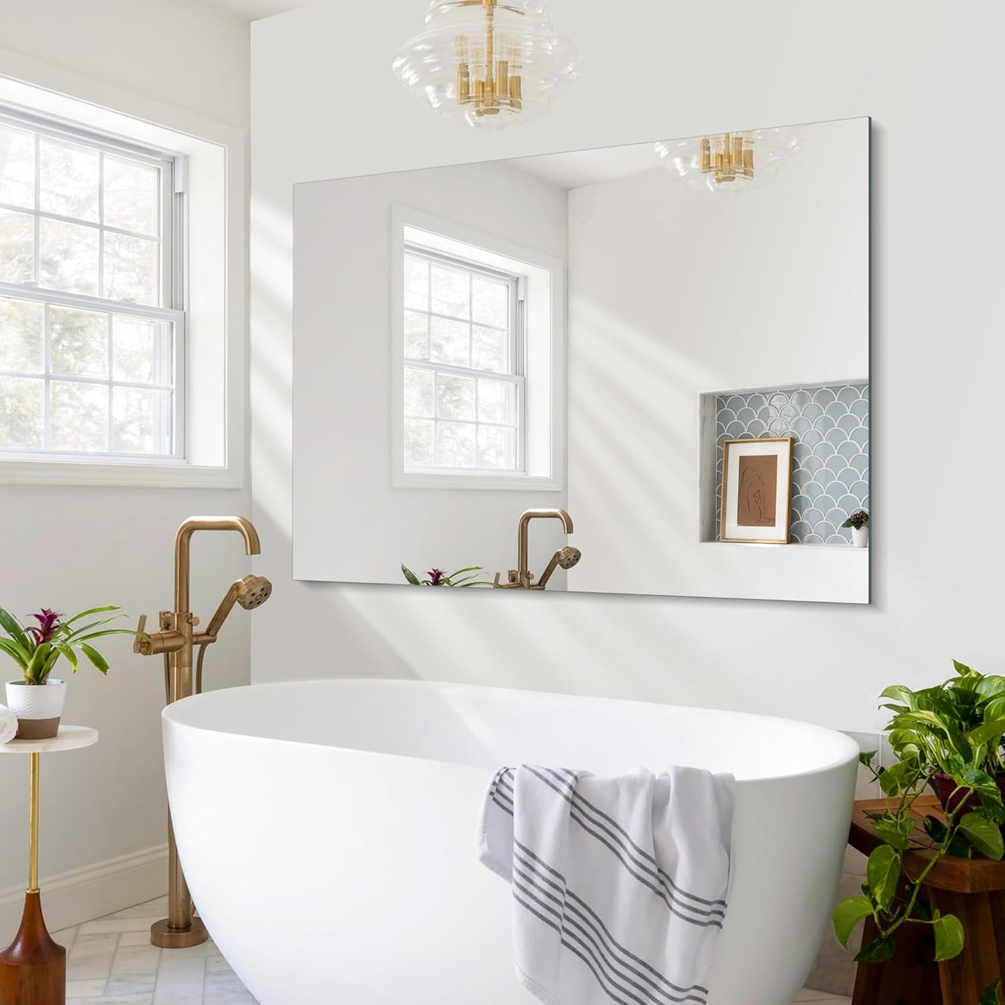 Frameless Mirror, 30x40 Inch Rectangle Bathroom Mirrors for Wall, Upgraded Shatterproof Large Vanity Mirror Over Sink with Polished Edge for Bathroom, Bedroom, Living Room and Entryway