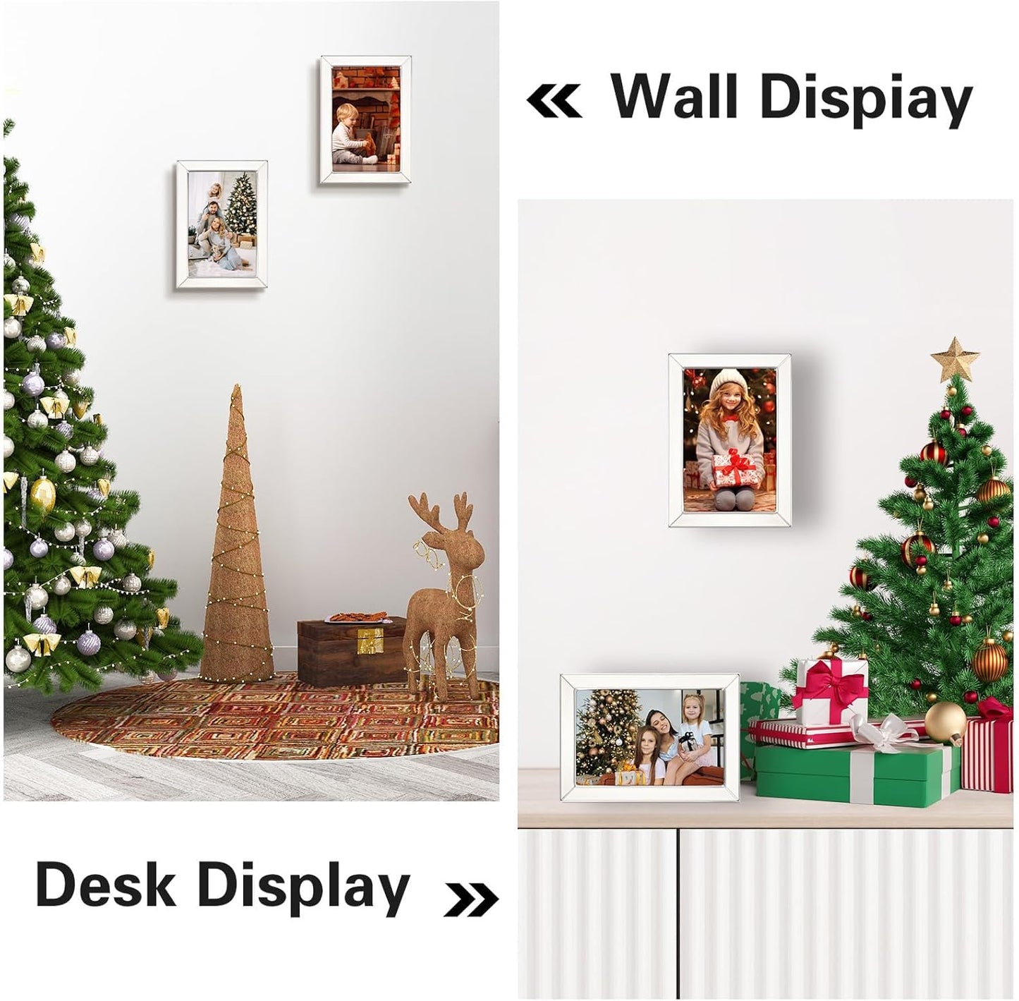 Frametory Enamel Picture Frame - 4x6 Silver Metal Edge White Enamel Picture Frame With Easel and Velvet Back for Tabletop Display, Bookshelf, 4x6 Wall Decoration, Photo Frames, Picture Display-2 Set