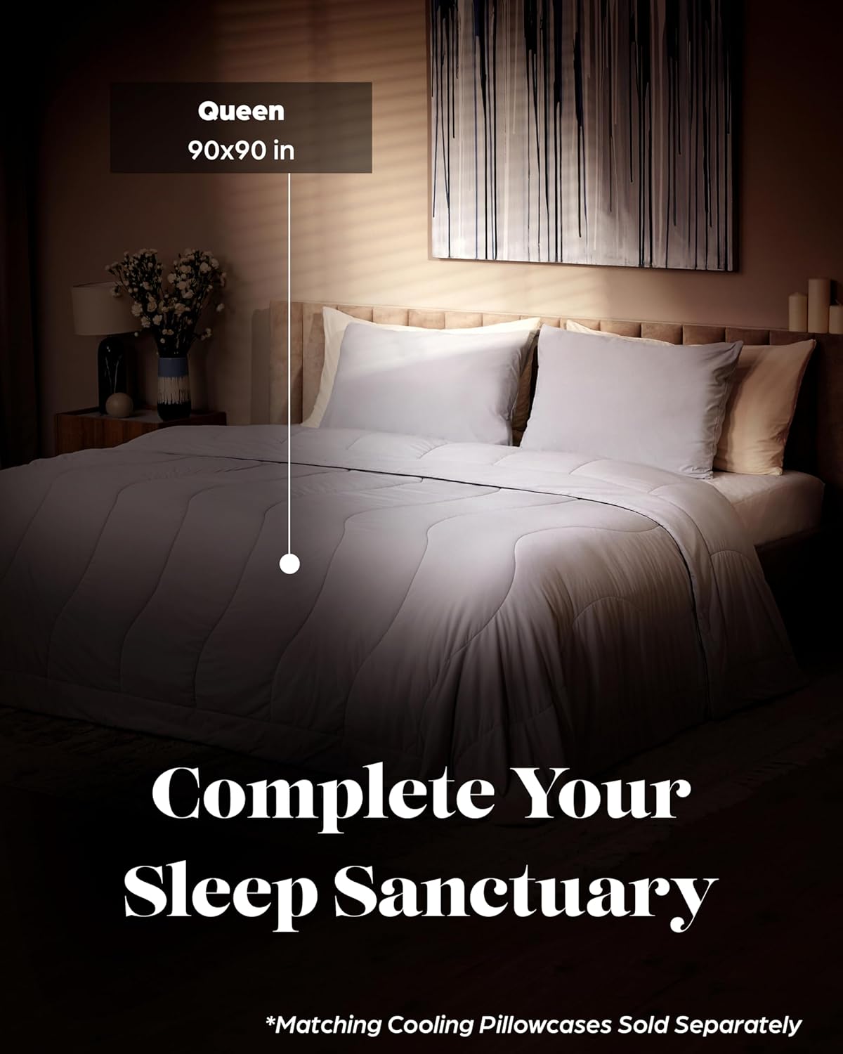 Lavish Comforts® Cooling Comforter Queen Size, Ice Blanket, Cool Comforters for Hot Sleepers, Summer Cooling Comforter, Lightweight Comforter Queen Cooling Blanket, Queen Grey 90"x90"