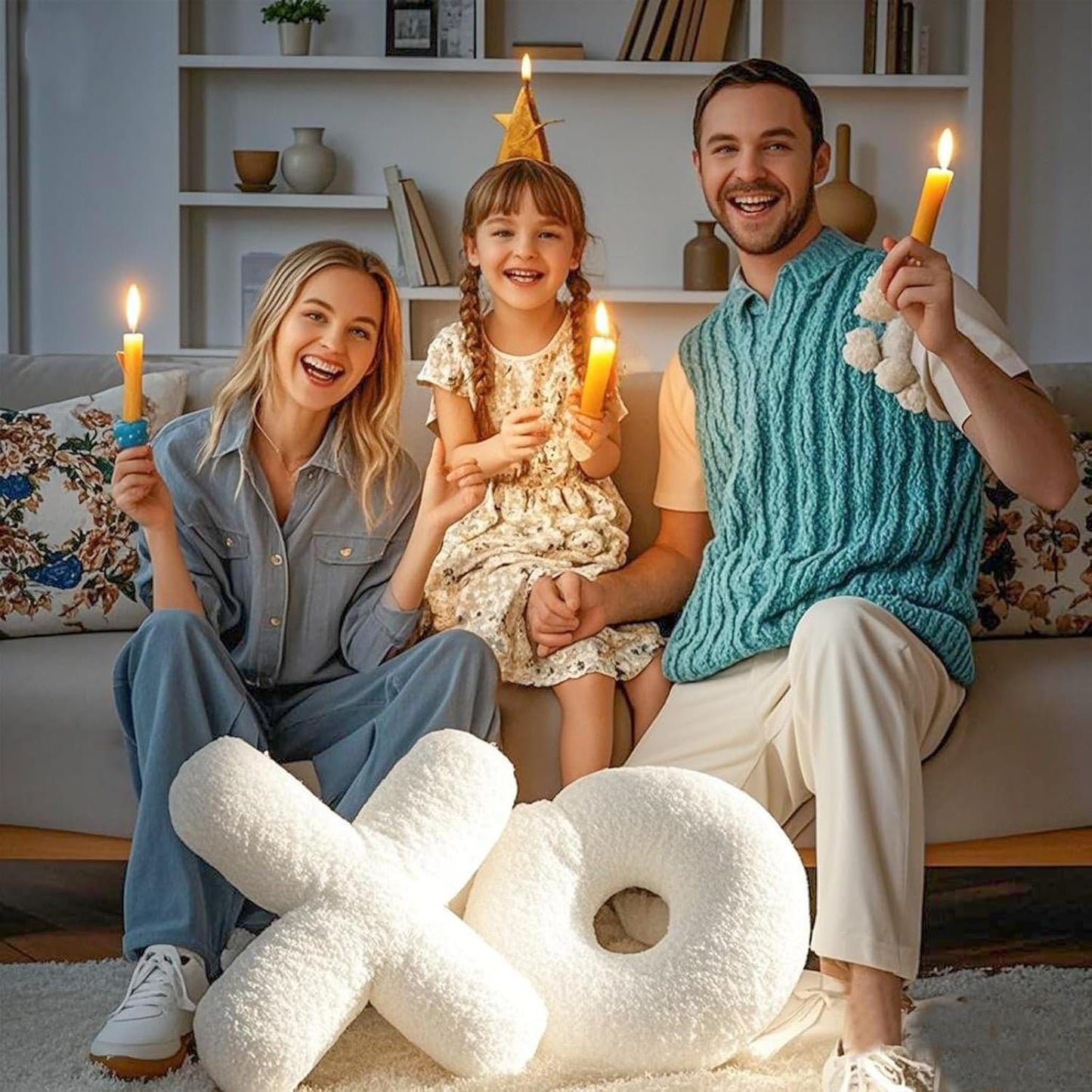 EastTree XO Pillows, Christmas Love XO Shaped Pillow, White Throw Pillows, Love Pillow Gifts, Ultra Soft Teddy Fleece Wedding Pillows, Women Girls Kid Room Decor, Valentine's Day Decor 14x14 Inch