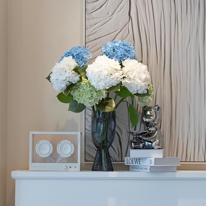 3PCS 22 inch Lifelike Artificial Hydrangea Large Real Touch Flowers Artificial Flowers Dry Flowers Outdoor Wedding Christmas Office Family Party Living Room Table Decoration (Light Green)