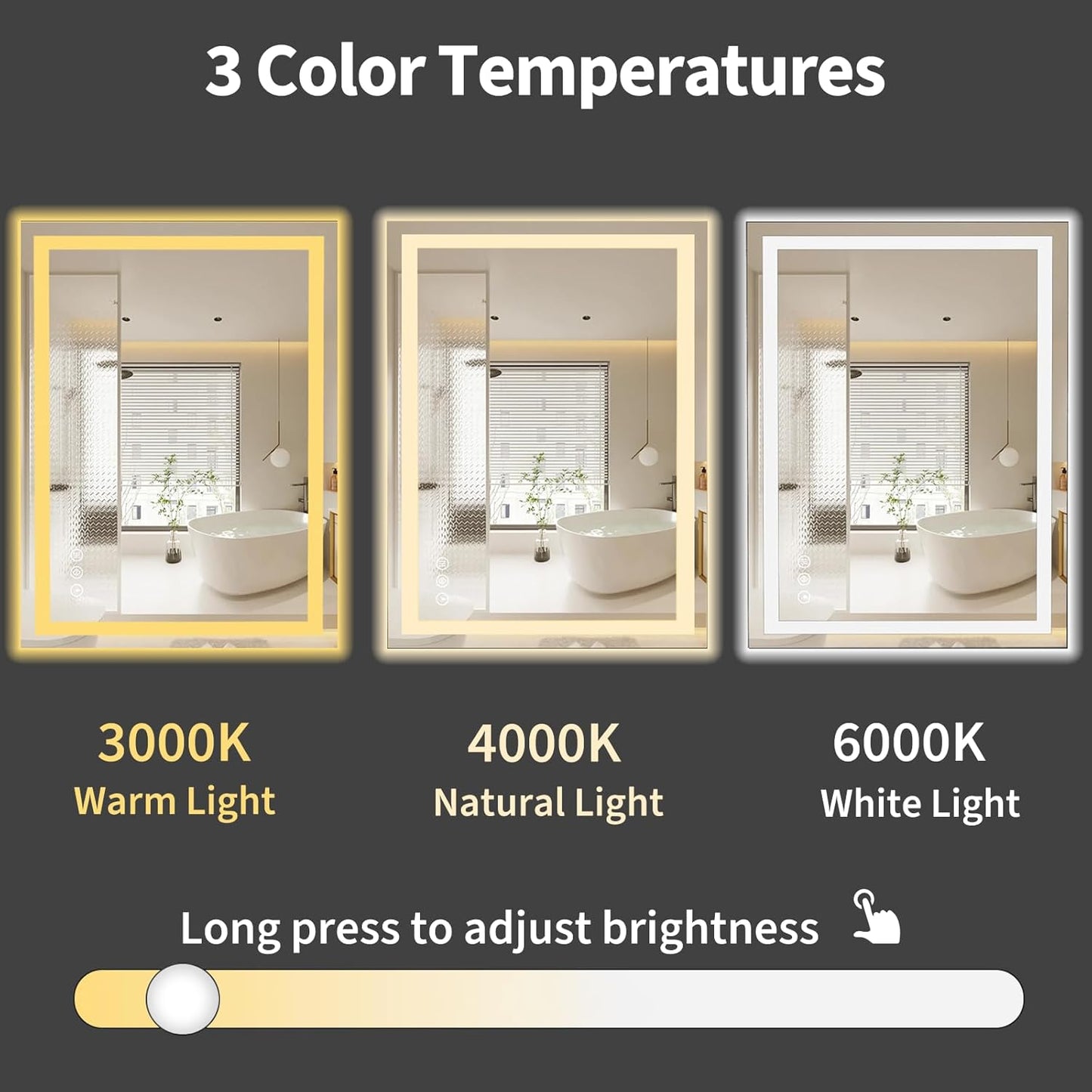 Koonmi 28"x20" LED Mirror for Bathroom, 90CRI Anti-Fog Vanity Mirror with Front and Backlight, Shatter-Proof Wall Mirror with Light, Easy Install Lighted Mirror for Modern Bathroom (IP65)