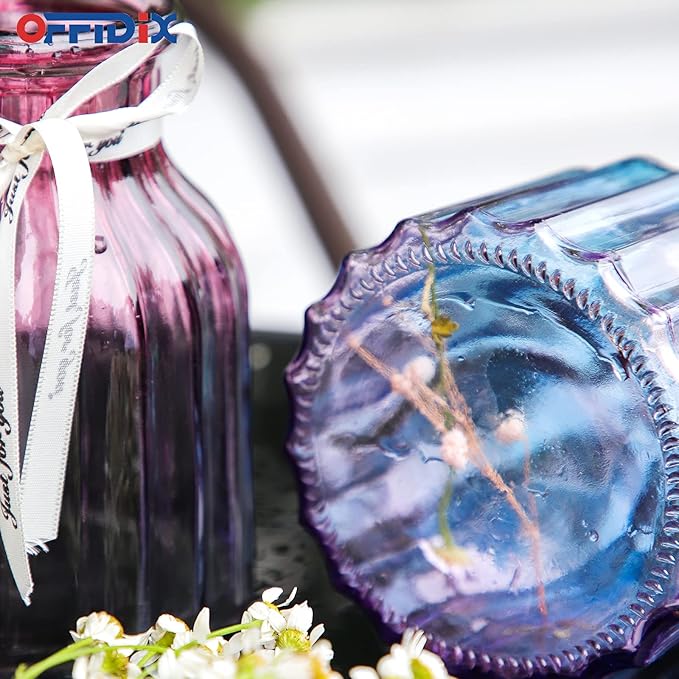 OFFIDIX Glass Vase, Gradient Multicolor Flower Vase for Weddings, Events, Decorating, Arrangements, Flowers, Office, or Home Decor