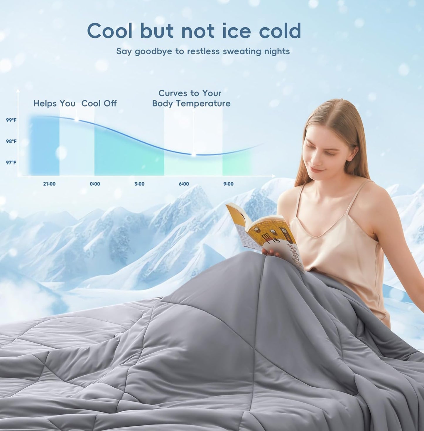 MASVIS Cooling Comforter King Size - Gray Lightweight Summer Cooling Blanket for Hot Sleepers Night Sweats, Double-Sided Cool Touch Soft Breathable Comforters, Q-Max 0.4 Cold Tech Ice Blanket 108"x90"