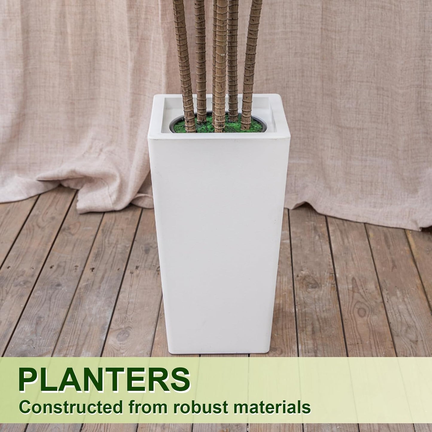 Dracaena Tree 6FT Artificial, 72in Tall Faux Dracaena Tree with 15.7 White Planter, Fake Potted Tree for Indoor & Outdoor Home Office Decor