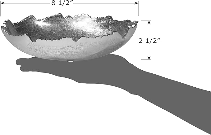 Red Co. 8.75” Silver Moon Decorative Metal Torn Hammered Asymmetrical Centerpiece Bowl with Pointed Edges