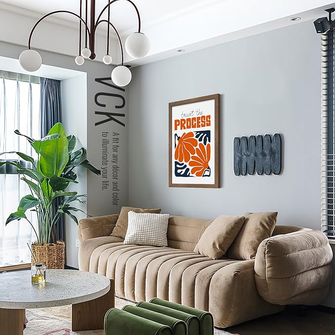 VCK 16x24 Poster Frame 3 Pack - Brown Walnut, Natural Textured Solid Wood Picture Frame, Wall Gallery Frame