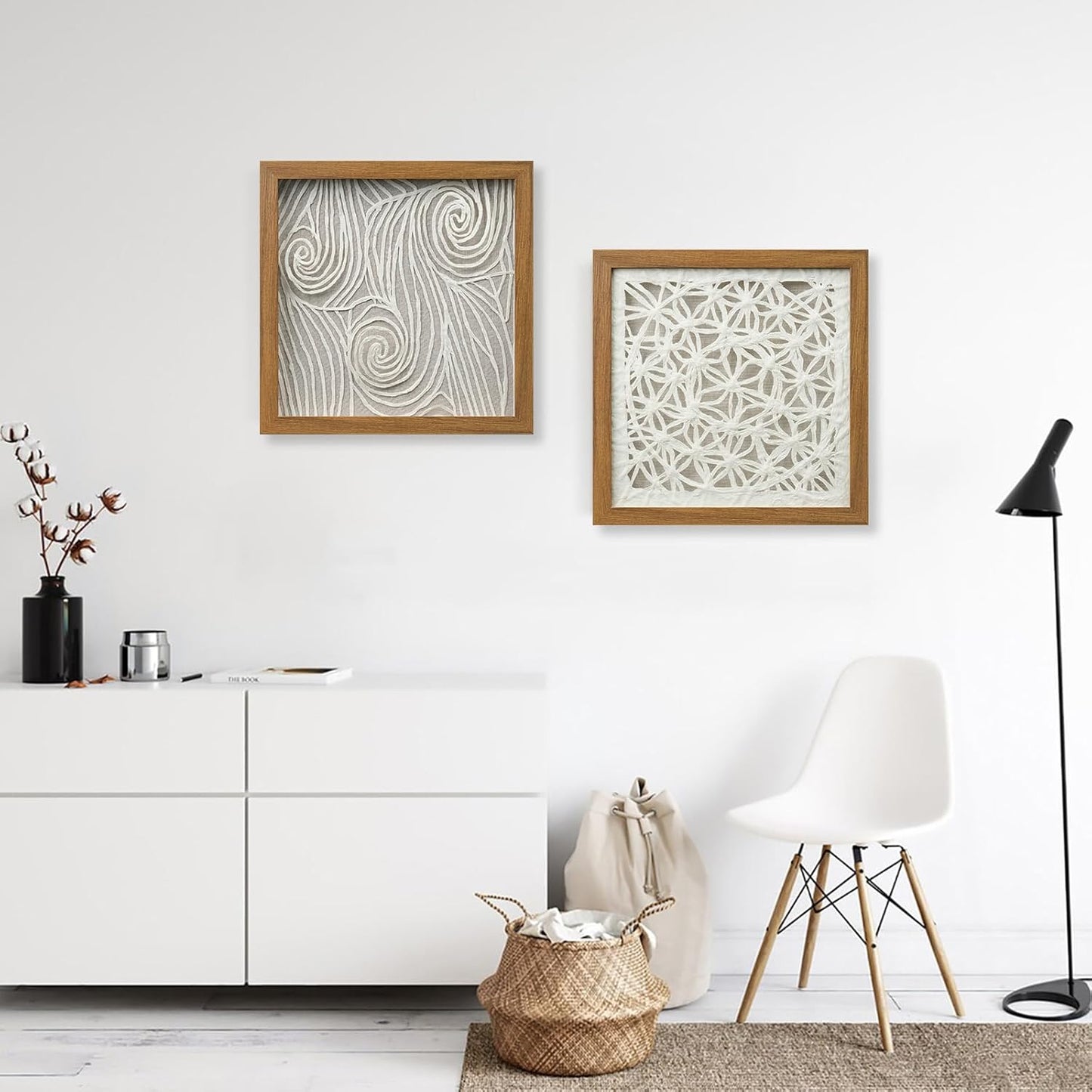 FOLKOR 12" Neutral Abstract Wall Art for Hallway Entryway, 3D Rice Paper Shadow Box Art Decor for Boho Living Room Bedroom Decoration, Maximalist Artwork Gift for Mom Grandmother Sister Friend