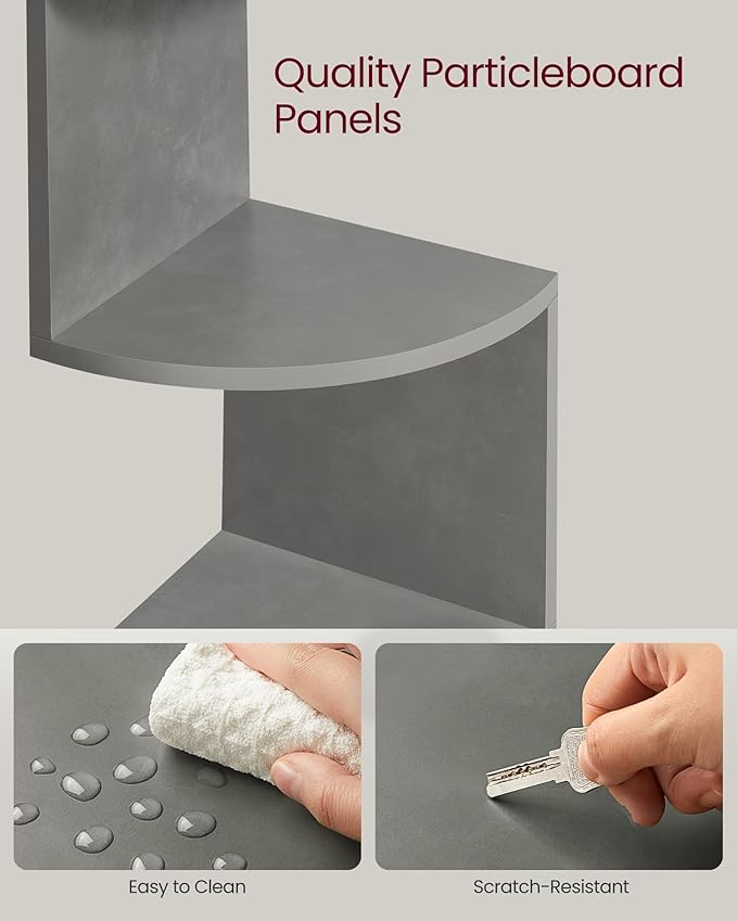 VASAGLE Corner Shelf Wall Mount, 5-Tier Floating Corner Bookshelf, Plant Shelf for Bedroom, Living Room, Bathroom, Home Office, Dove Gray