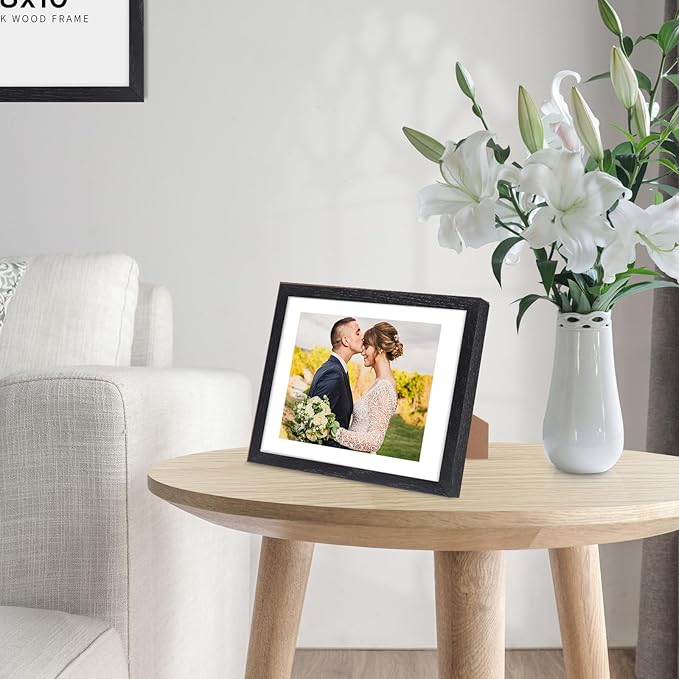 5x7 Oak Wood Picture Frame - Minimalist 5x7 Picture Frame, 5"x7" Frame Wood, Natural Solid Wooden Picture Frames for Wall Art Photo and Prints(1 Pack, Black)