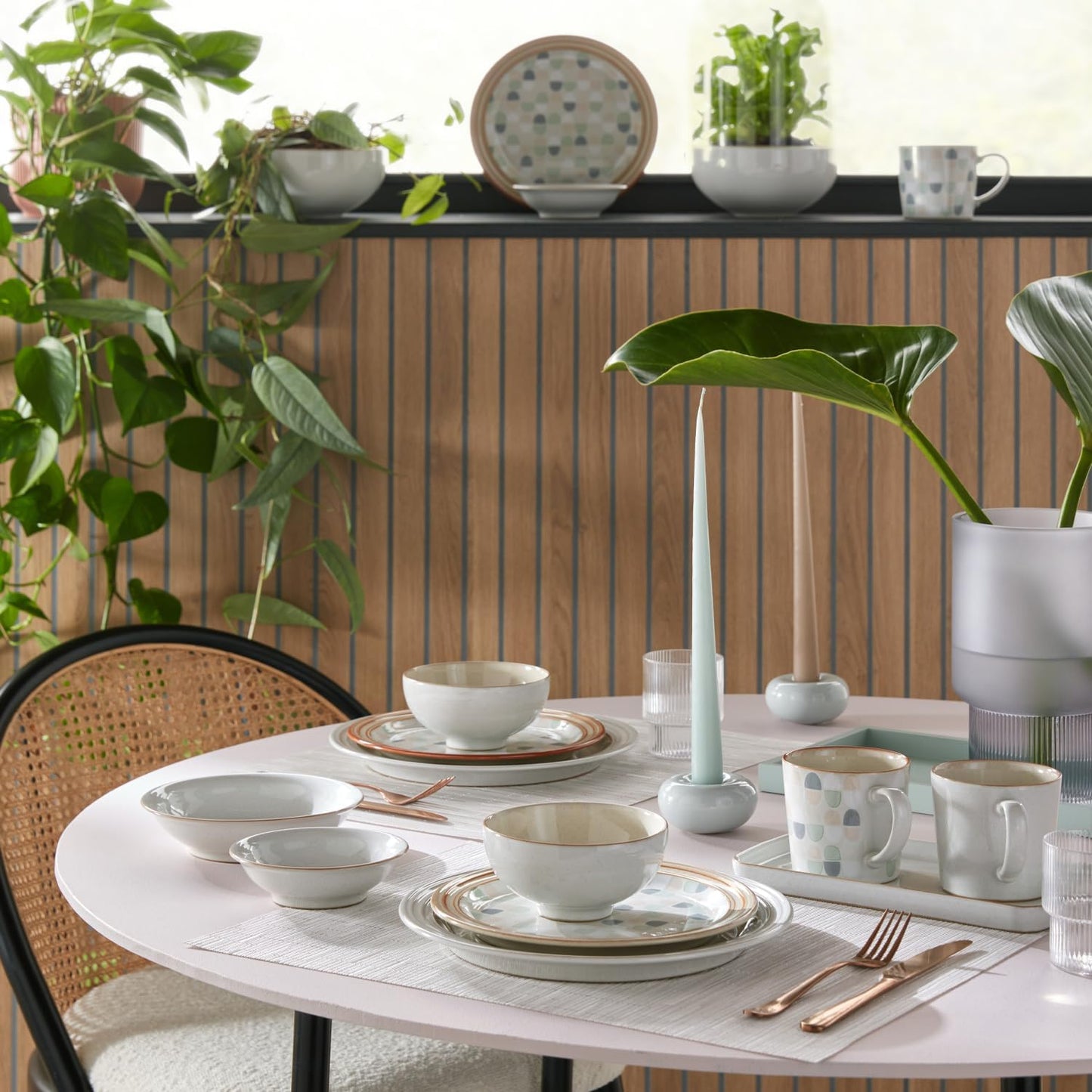 Denby - Heritage Atrium Dinner Plates Set of 4-10.8in Natural Style Ceramic Stoneware Tableware - Dishwasher & Microwave Safe - Scratch Resistant - Large Dinnerware, Lunch Plates For Everyday Use