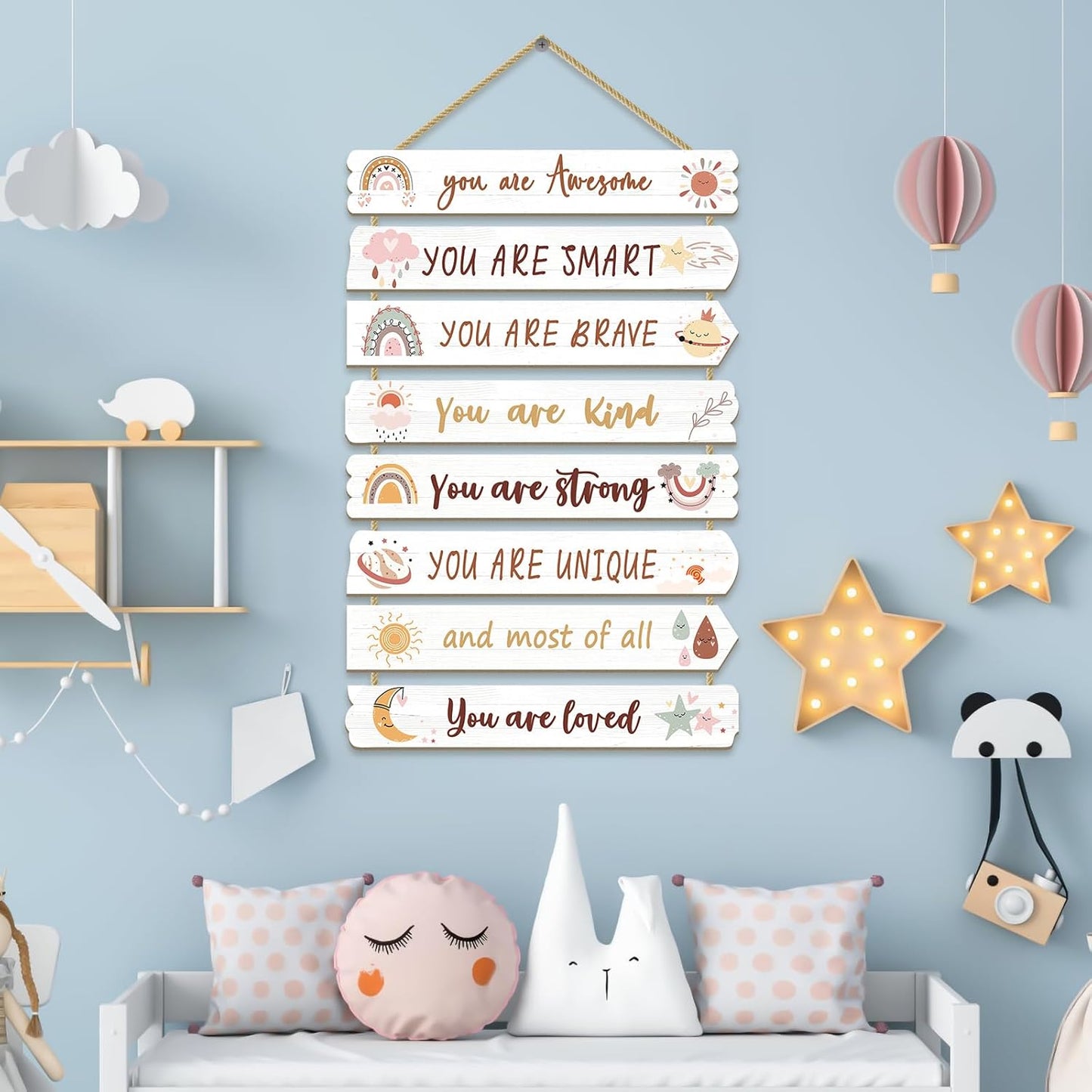 Girls Room Decor Wall Hanging Boho rainbow Room Decor for Girls Bedroom Inspirational Wall Art Rainbow Little Girl Toddler Room Wood Sign Nursery Room Decor (boho)