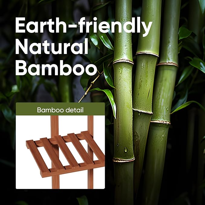 ROSSNY 48 Inch Tall Plant Stand Indoor, 6 Tier 7 Potted Bamboo Plant Stands for Indoor Plants, Corner Plant Stand, Tiered Plant Stands, Plant Shelf For Indoor, Planter Holder for Multiple Plants Indoor, Brown