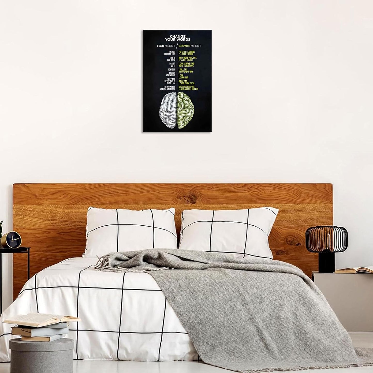 Growth Mindset Poster Positive Affirmation Wall Art Inspirational Mental Health Prints Painting For Living Room School Office Wall Decor 12x16in Framed