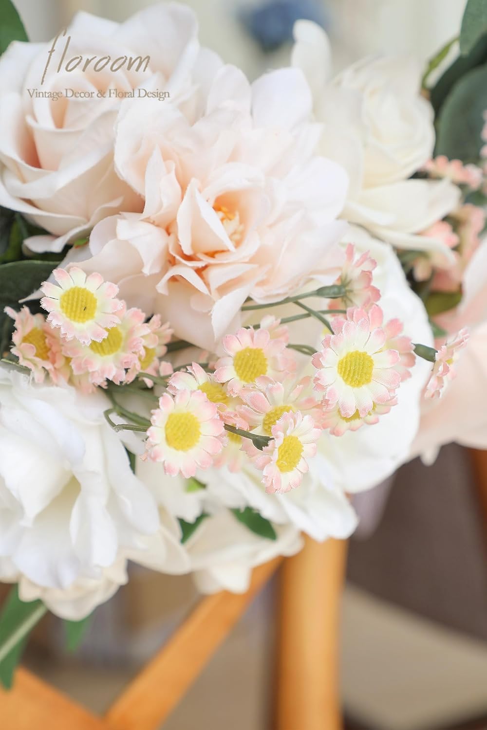 Floroom 24pcs Blush Small Artificial Flowers Faux Silk Daisies Fake Wildflowers with Stems for DIY Pink Wedding Bouquets Floral Arrangements Party Decor Centerpieces Decorations (Vase Not Included)