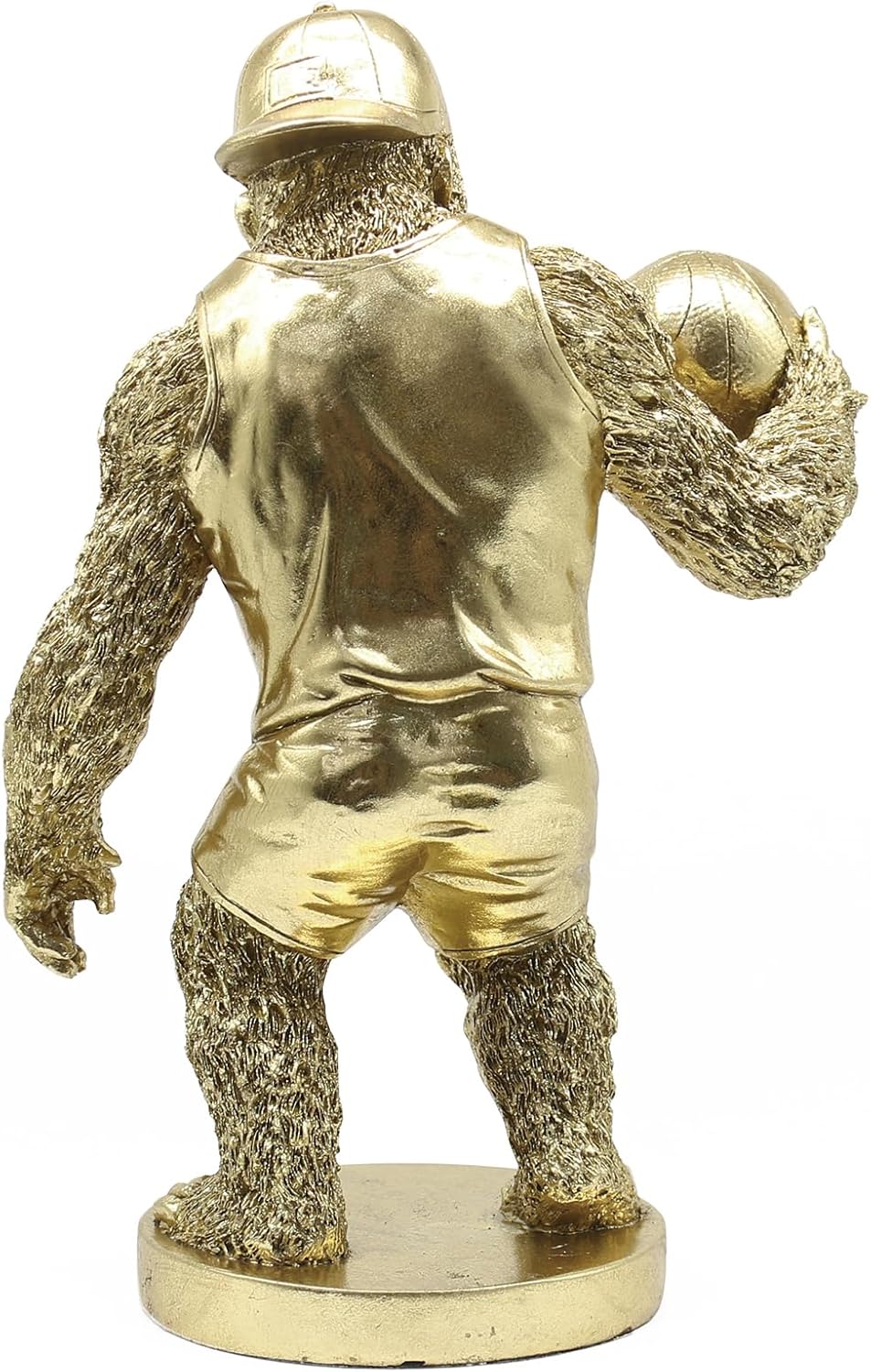 Lukitas Gorilla Playing Basketball Figurine Decor, Kingkong Statue and Sculpture Decor, Creative Decoration for Living Room Office, Golden, Resin 13.5''