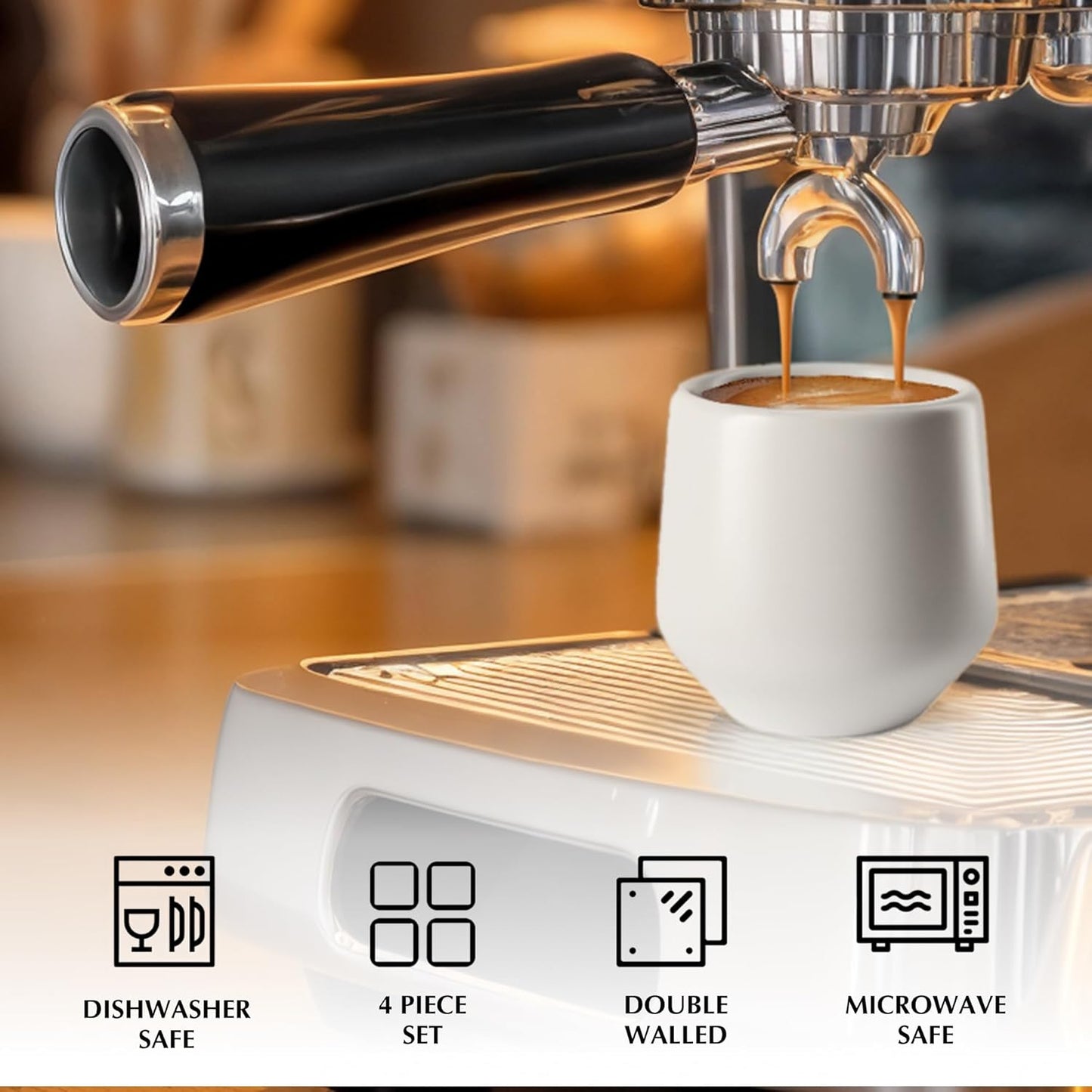 MIAMIO - Espresso Cups Set of 4 (3 oz) / Espresso Cup, Ceramic Espresso Cups, Handleless Mug, Japanese Tea Cups - Luxe Collection (Classic Pastel)