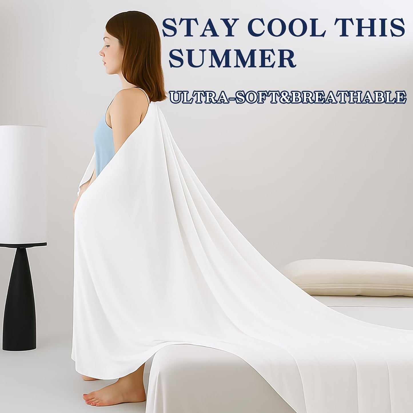 DOWNCOOL Cooling Blanket Throw Size, White Summer Blanket for Hot Sleeper and Night Sweats, Lightweight Soft Q-Max>0.4 Arc-Chill Cool Blanket