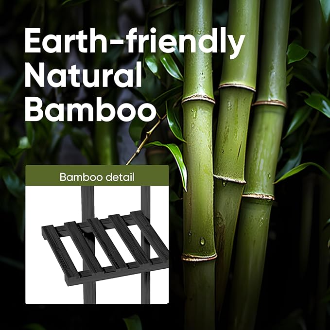 ROSSNY 48 Inch Tall Plant Stand Indoor, 6 Tier 7 Potted Bamboo Plant Stands for Indoor Plants, Corner Plant Stand, Tiered Plant Stands, Plant Shelf For Indoor, Planter Holder for Multiple Plants Indoor, Black