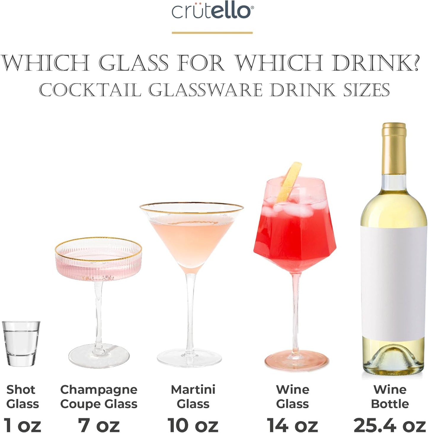 Crutello Vintage Wine Glasses Set of 4-18 oz Glass Sets - Fancy Unique Art Deco Glassware - Long Stemmed Fun Drinking Glasses for Red and White Wine, Cute Cocktail, or Fun Mocktails