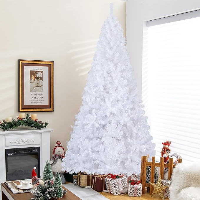 ULICO 5ft Artificial White Christmas Tree,Premium Spruce Xmas Tree with 600 Branch Tips, Fake Christmas Tree with Foldable Metal Base Stand,Home, Office,Party Decoration