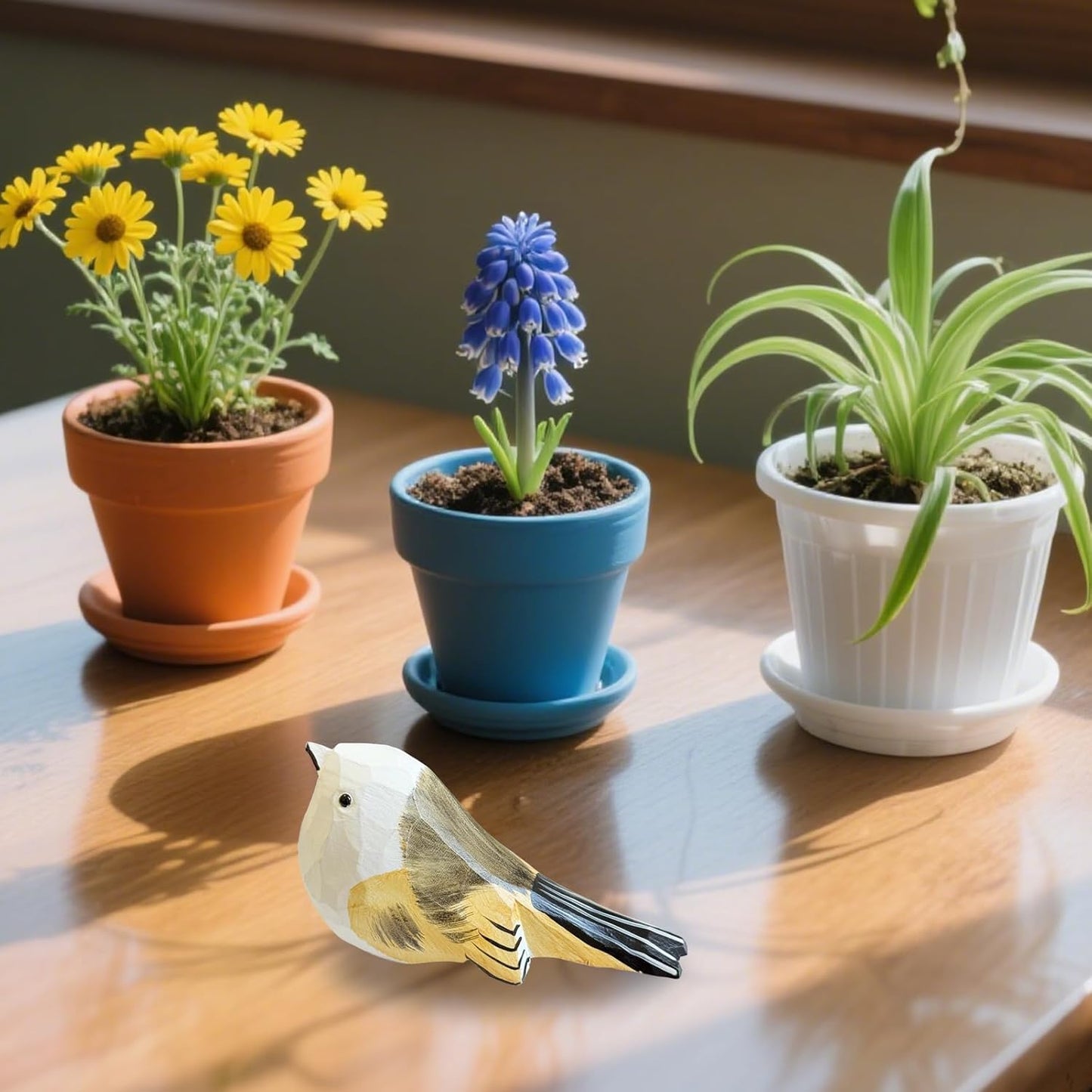 LWINGFLYER Hand-Carved Wooden Bird Figurines for Christmas Decoration, Artificial Bird Statue,Gift for Bird Lovers, Carved Small Animal Ornament Christmas Home Decor