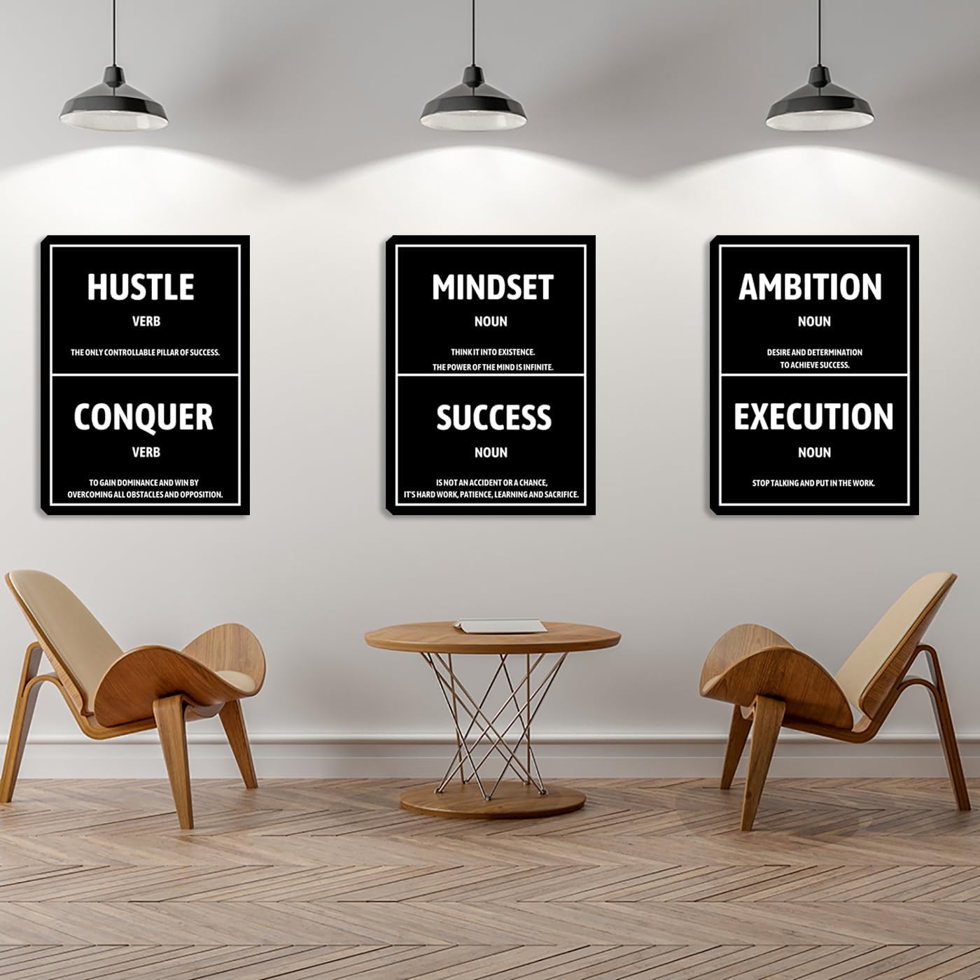 Large Motivational Wall Art Canvas Wall Art Inspirational Black Quote Posters Home Office Wall Decor Black Hustle Wall Picture Paintings Framed Artwork for Living Room Bedroom (72" Wx36 H)