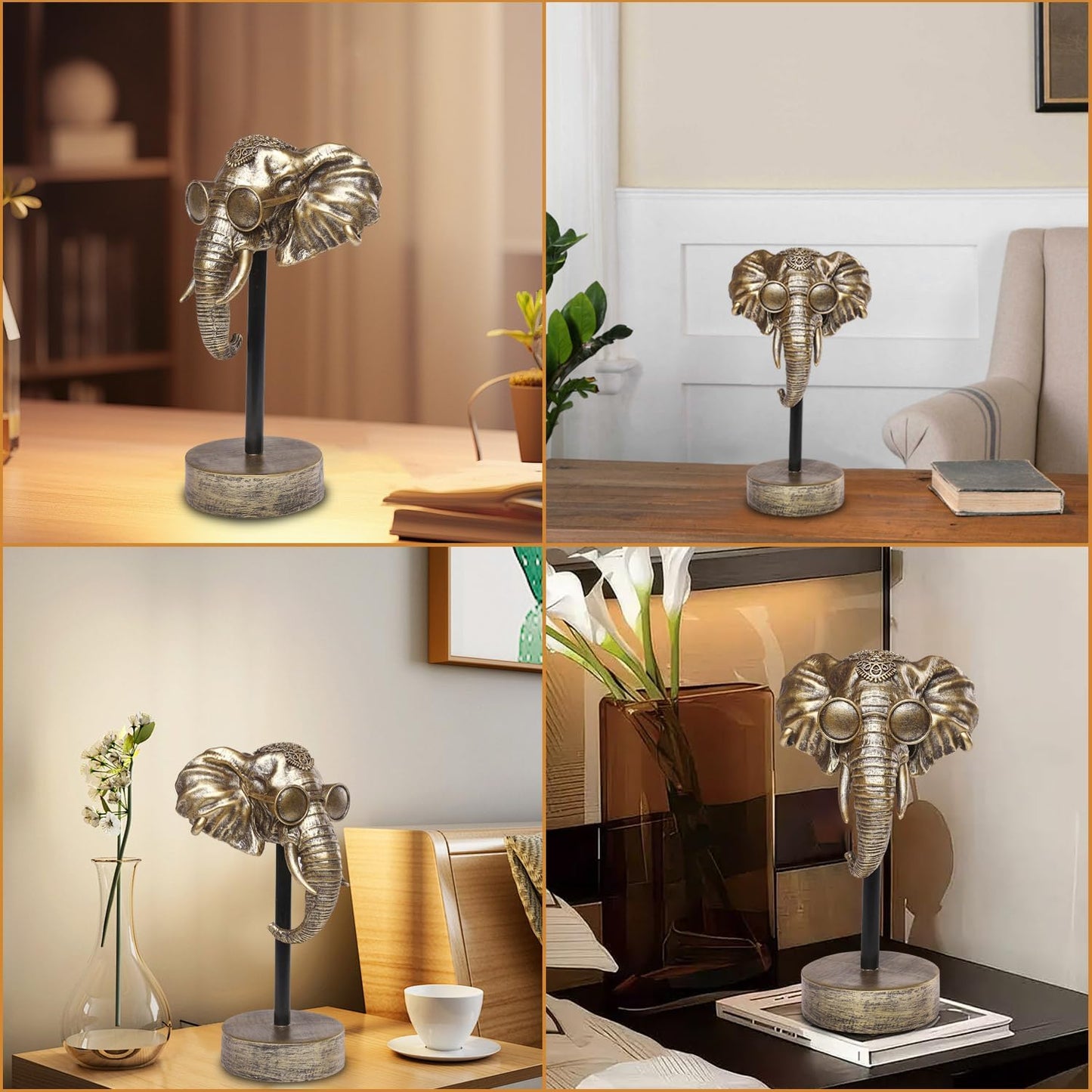 Handcrafted Resin Sculpture (Elephant)- Statue Decoration Modern Home Decor Accent, Trending Living Room & Office Decor, Elegant Tabletop & Shelf Decor for Desk, Bookshelf, Nightstand