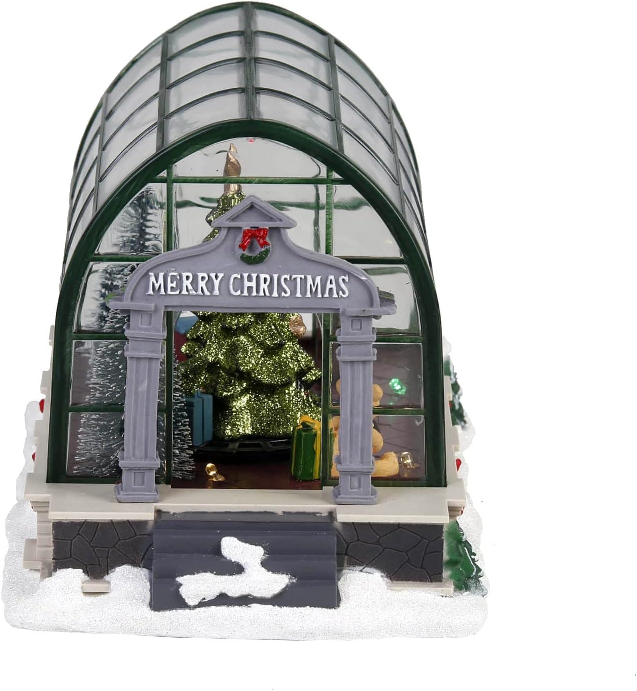innodept12 Animated Lighted Christmas Village Greenhouse - Christmas Collectible House Ballroom Disply Xmas Home Accent Tabletop Home Decoration, Musical Battery-Operated