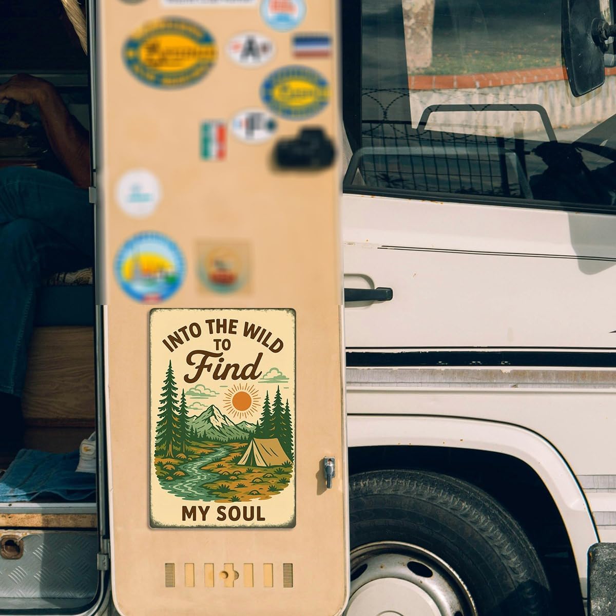 Into the Wild to Find My Soul Metal Tin Sign – Camper Wall Decor, RV Decorations for Inside, Adventure Camping Sign for Campsite, Rustic Camper Decor 8x12 Inch