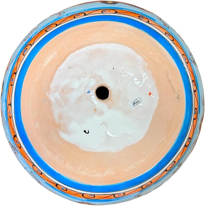 Talavera Michoacana Planter XL Pot Folk Art Multicolor Mexican Pottery Home Decor Hand Painted Garden Indoor Handmade Outdoor 18.5" (Multi 12)