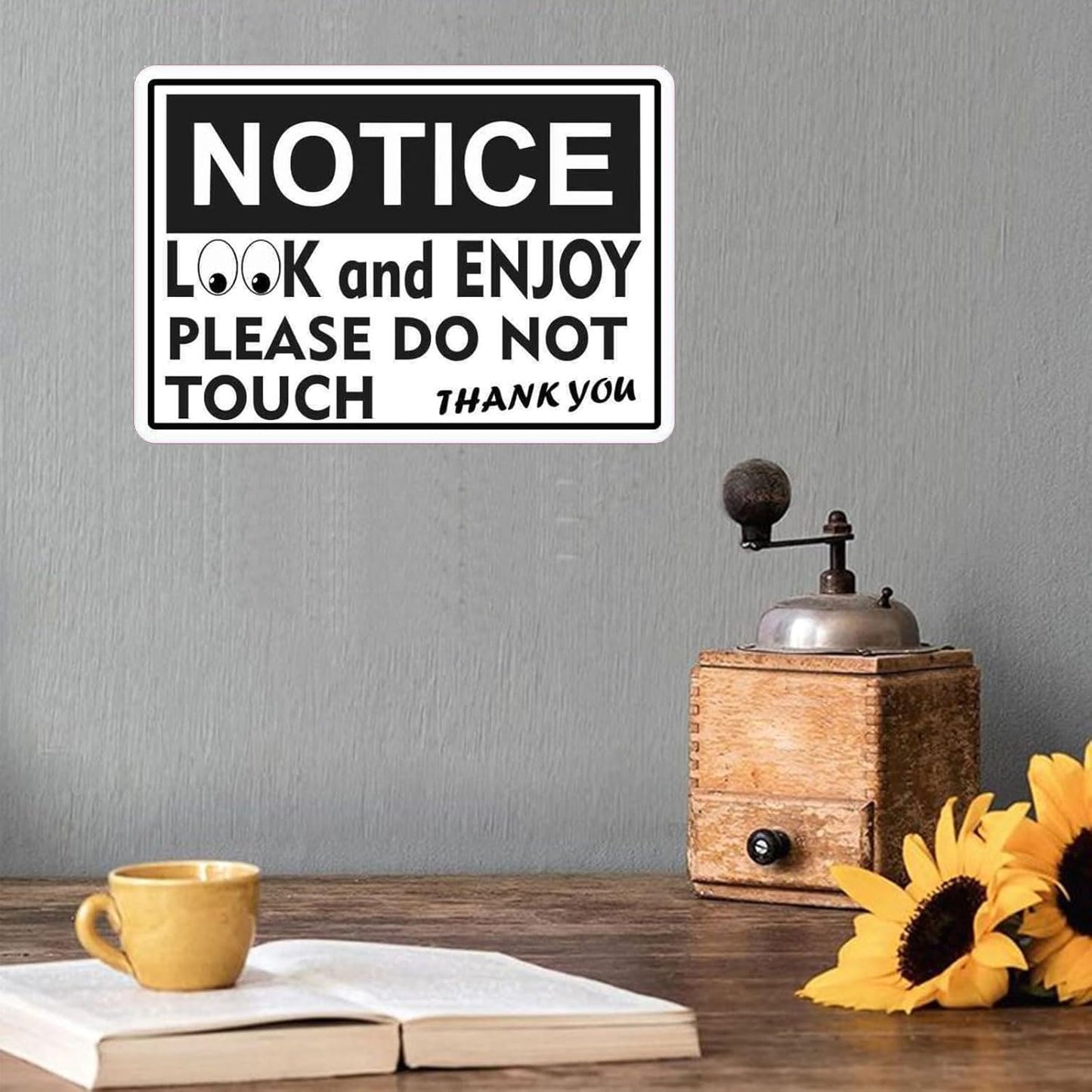 Metal Warning Sign Aluminum Notice Look and Enjoy Please Do Not Touch Indoor & Outdoor Signs for Home, Office